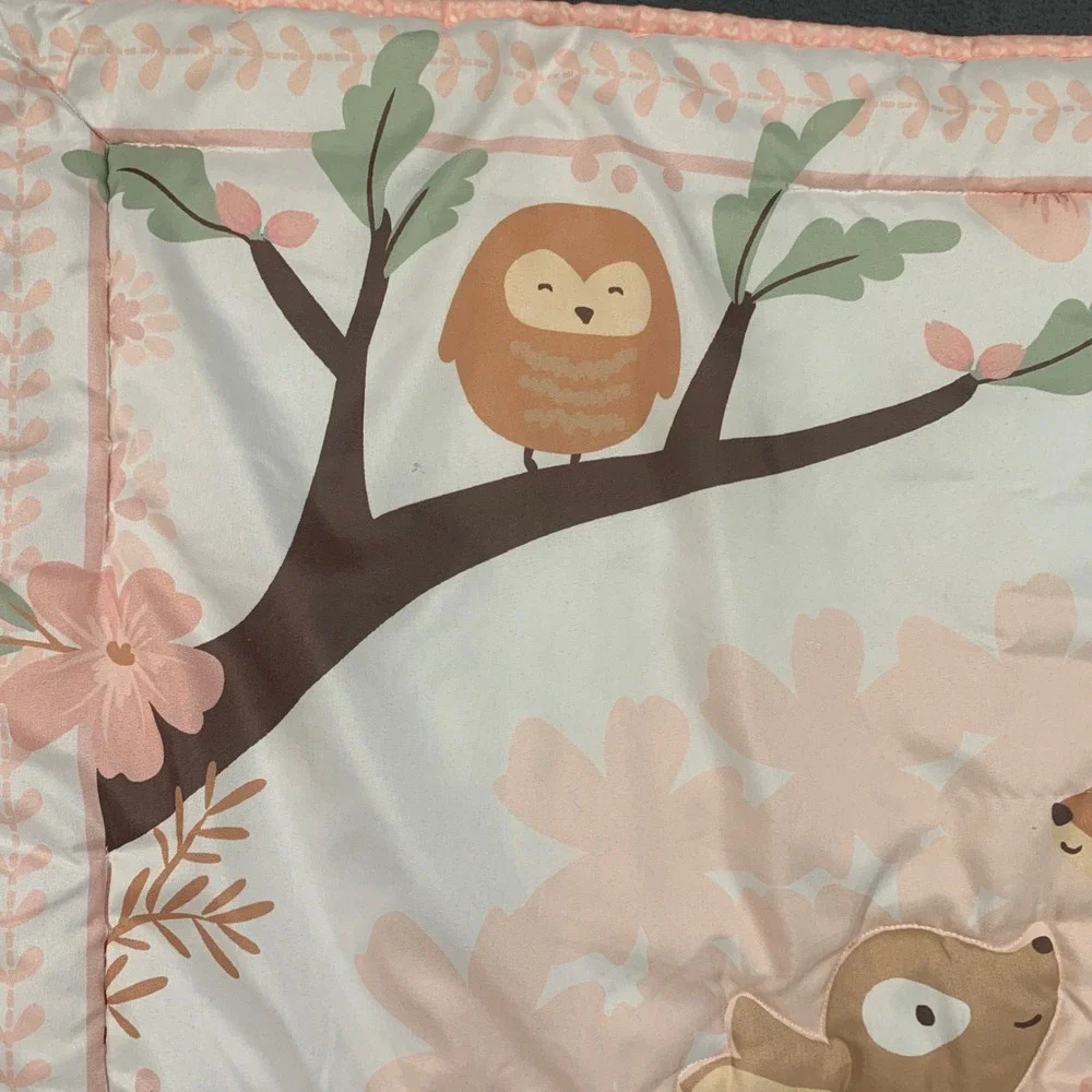 Pink‎ Woodland Animals Baby Quilt Play Mat Deer Fox Rabbit 31x40